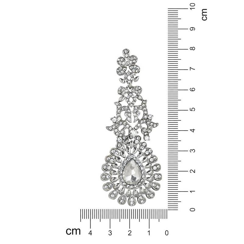 Rhodium Plated American Diamond Sparkling Dangle Earrings for Women 