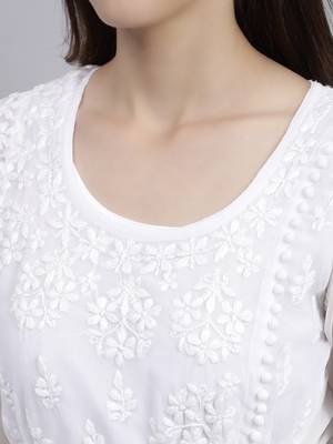 hand embroidered white georgette lucknowi chikankari top with slip 5