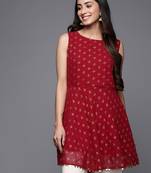 Classy Red Colour Smart And Beautiful Casual Short Kurti