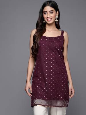 Classy Wine Colour Smart And Beautiful Casual Short Kurti 1