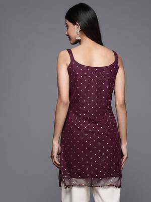 Classy Wine Colour Smart And Beautiful Casual Short Kurti 2