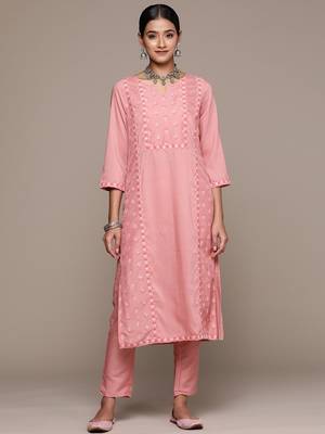 Peach Colour Designer Kurti With Bottom Set For Festive Looks 1