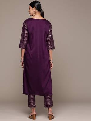 Purple Colour Designer Kurti With Bottom Set For Festive Looks 2