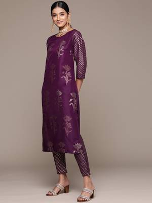 Purple Colour Designer Kurti With Bottom Set For Festive Looks 3