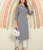 Ethnic Grey Colour Sober Casual Wear Cotton Kurti
