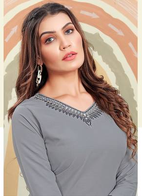  Grey Colour Sober Wear Cotton Kurti 2