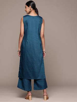 Teal Blue Colour Ethnic Dress For Festive Mood 2