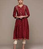 Beautiful Maroon Colour Partywear Kurti For Ethnic Looks