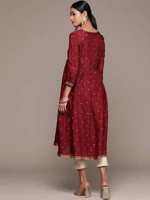 Beautiful Maroon Colour Partywear Kurti For Ethnic Looks 2