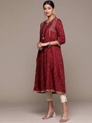 Beautiful Maroon Colour Partywear Kurti For Ethnic Looks 3