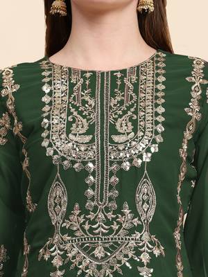 Green Colour Zari Work Partywear Salwaar Kameez For Party Looks 3