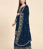 Heavy Zari Work Blue Colour Festive Wear Palazzo Suit