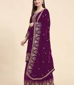 Heavy Zari Work Purple Colour Festive Wear Palazzo Suit