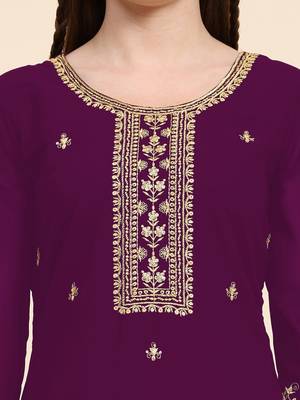 Heavy Zari Work Purple Colour Festive Wear Palazzo Suit 3