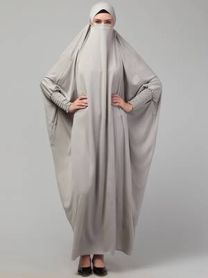 Nazneen Smoking Sleeve Tie at Back Ready To Wear Instant Full Size knits JiIbab/Naqab Hijab for namaaz hajj and umrah 3