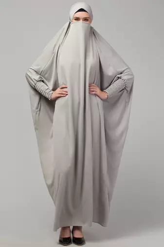 Nazneen Smoking Sleeve Tie at Back Ready To Wear Instant Full Size knits JiIbab/Naqab Hijab for namaaz hajj and umrah