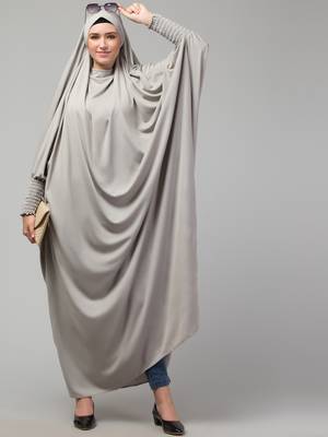 Nazneen Smoking Sleeve Tie at Back Ready To Wear Instant Full Size knits JiIbab/Naqab Hijab for namaaz hajj and umrah 4