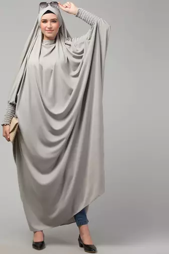 Nazneen Smoking Sleeve Tie at Back Ready To Wear Instant Full Size knits JiIbab/Naqab Hijab for namaaz hajj and umrah