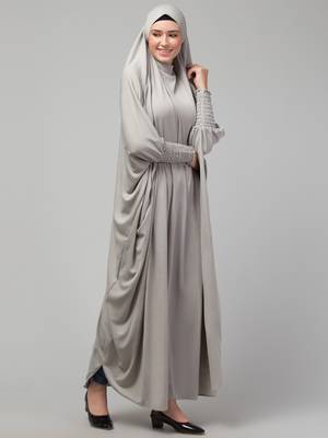 Nazneen Smoking Sleeve Tie at Back Ready To Wear Instant Full Size knits JiIbab/Naqab Hijab for namaaz hajj and umrah 5
