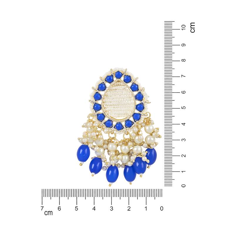 Gold Plated Traditional Kundan Studded Pearl Drop Earrings For Women/Girls 