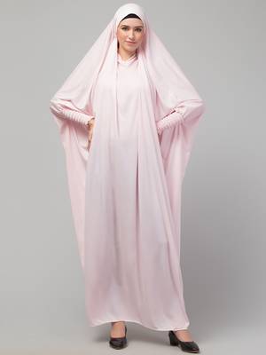 Nazneen Smoking Sleeve Tie at Back Ready To Wear Instant Full Size knits JiIbab/Naqab Hijab for namaaz hajj and umrah 1