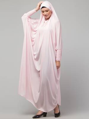 Nazneen Smoking Sleeve Tie at Back Ready To Wear Instant Full Size knits JiIbab/Naqab Hijab for namaaz hajj and umrah 3