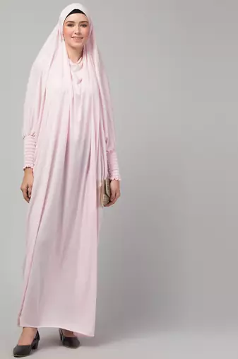 Nazneen Smoking Sleeve Tie at Back Ready To Wear Instant Full Size knits JiIbab/Naqab Hijab for namaaz hajj and umrah