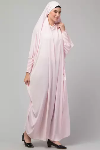 Nazneen Smoking Sleeve Tie at Back Ready To Wear Instant Full Size knits JiIbab/Naqab Hijab for namaaz hajj and umrah