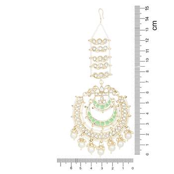 Gold Plated Traditional Kundan Hanging Pearl Earrings Attachable Ear Chain For Women/Girls (E3161Min) 5