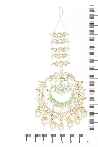 Gold Plated Traditional Kundan Hanging Pearl Earrings Attachable Ear Chain For Women/Girls (E3161Min)