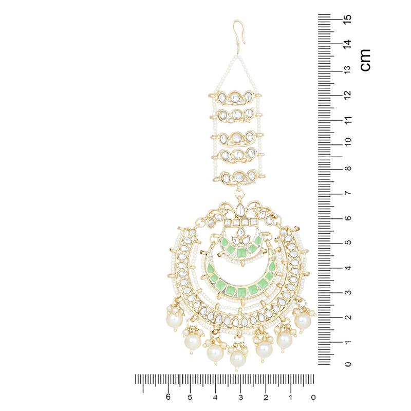 Gold Plated Traditional Kundan Hanging Pearl Earrings Attachable Ear Chain For Women/Girls (E3161Min)