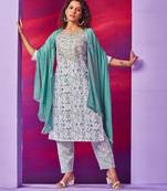 Fancy White Colour Ethnic Girlish Readymade Dress