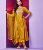 Mustard Colour Fancy Salwaar Kameez For Girlish Looks