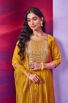 Mustard Colour Fancy Salwaar Kameez For Girlish Looks 3