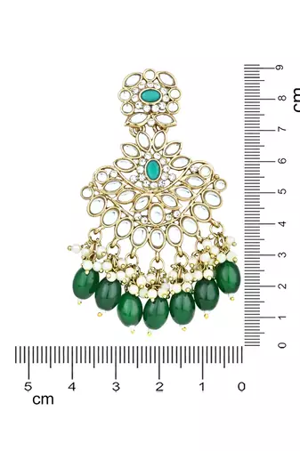 Gold Plated Traditional Kundan Pearl Chandbali Earrings For Women And Girls 