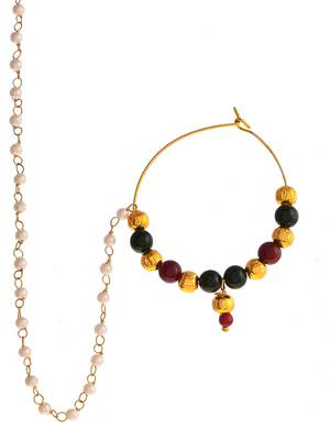 Gold plated multi stone bridal nath 2