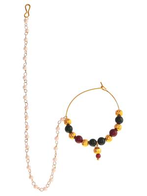 Gold plated multi stone bridal nath 3