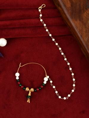 Gold plated multi stone bridal nath 1