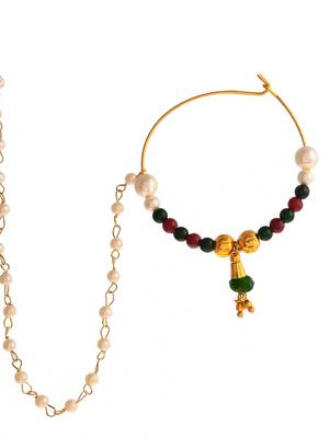 Gold plated multi stone bridal nath 2