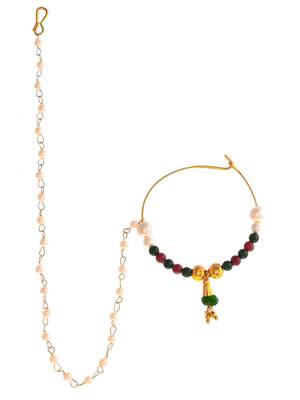 Gold plated multi stone bridal nath 3