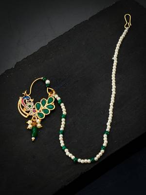 Meenakari pearl golden nosering 1