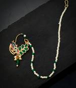 Meenakari pearl golden nosering