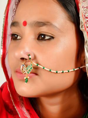Meenakari pearl golden nosering 2