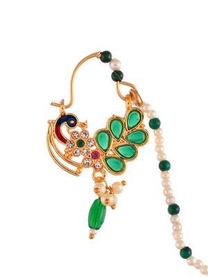Meenakari pearl golden nosering 3