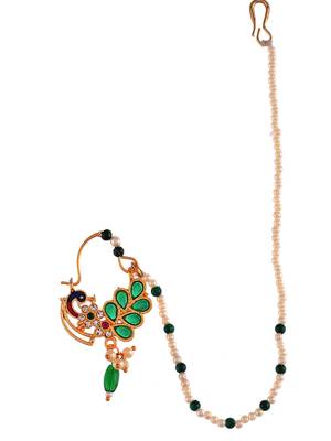 Meenakari pearl golden nosering 4