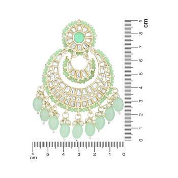 Gold Plated Traditional Kundan Pearl Chandbali Earrings For Women And Girls  6