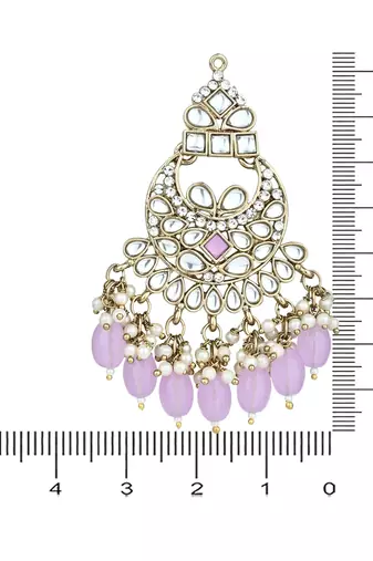 Gold Plated Traditional Kundan Pearl Chandbali Earrings For Women And Girls 