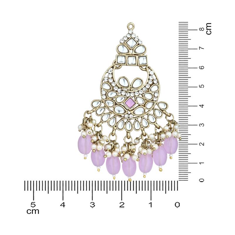 Gold Plated Traditional Kundan Pearl Chandbali Earrings For Women And Girls 