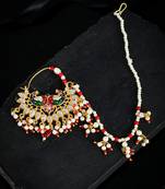 Gold plated pearl meenakari rajputi nosering