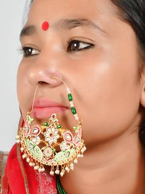 Gold plated meenakari nosering 2